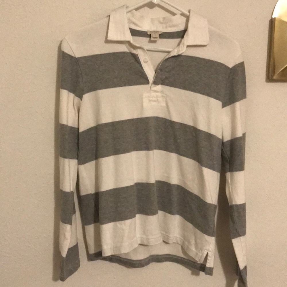 Striped J Crew polo long sleeve shirt!